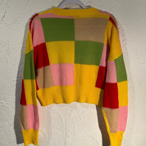 Zara Women ColorBlock Square Colorful Short Oversized Sweater Knit SZ Med - Picture 4 of 5